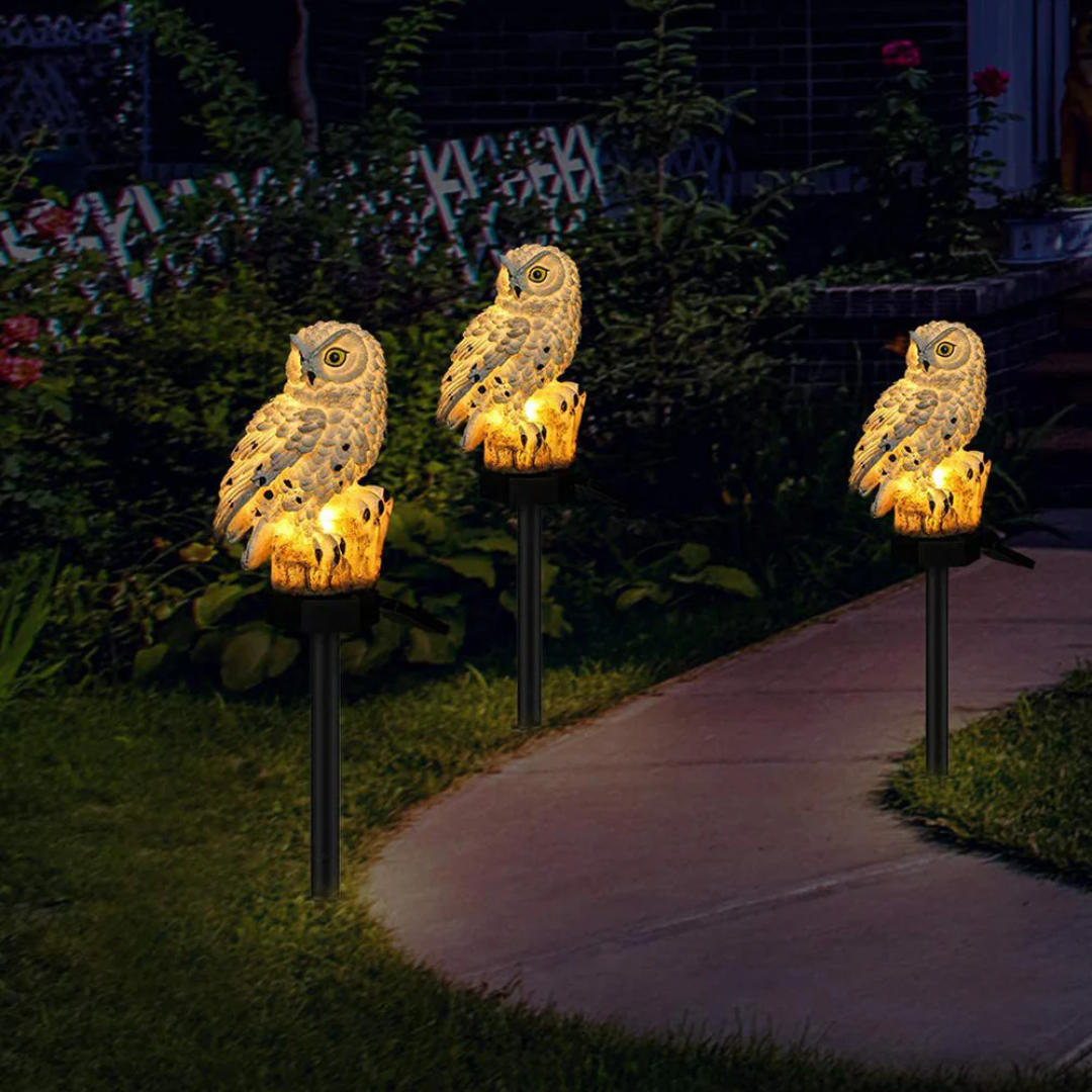 Charming Solar Garden Light | Owl Decorative Lamp with Automatic Dusk-to-Dawn Feature | Weather Resistant for Outdoor Spaces 4