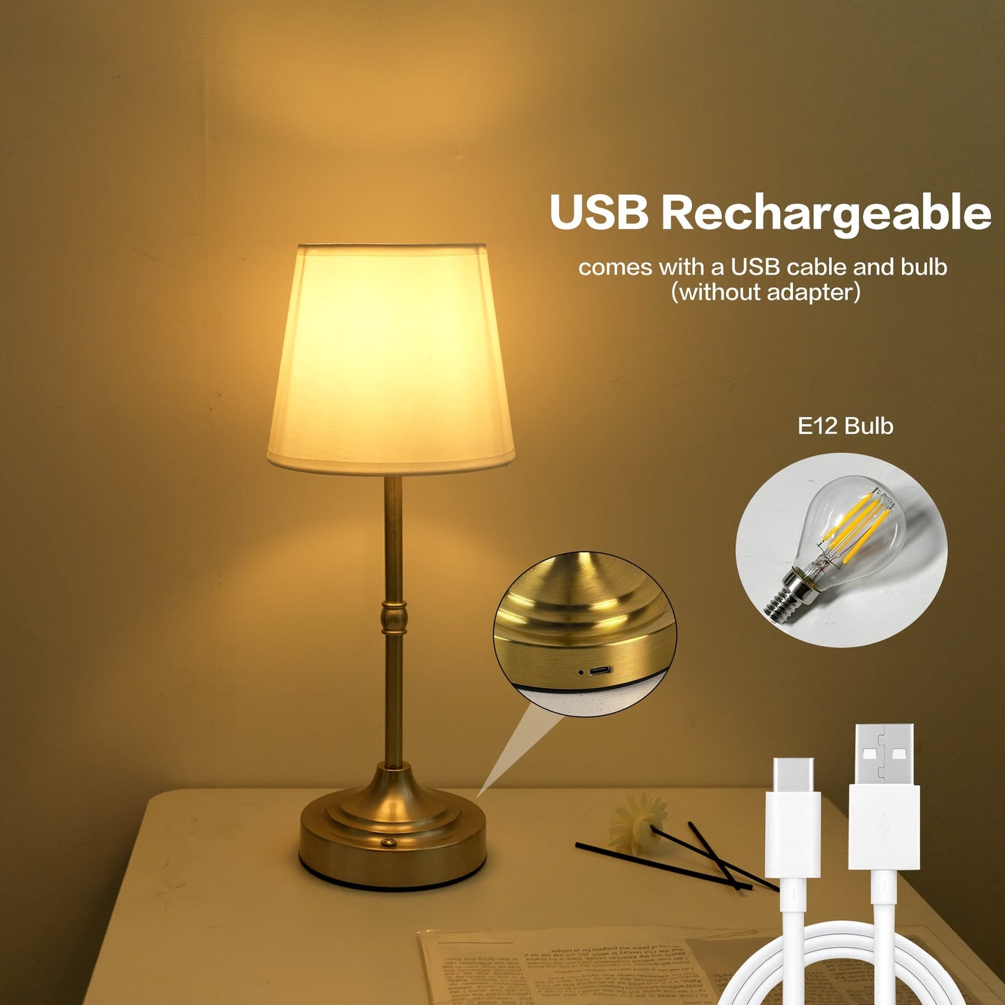 Elegant Table Lamp | Dimmable Cordless Design with Touch Control | Soft Ambient Lighting for Bedside Use 8