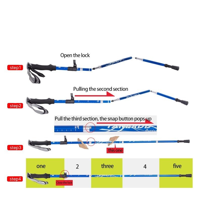 Adjustable Collapsible Hiking Poles with Ergonomic Grip | Lightweight Design for Stability and Comfort 4