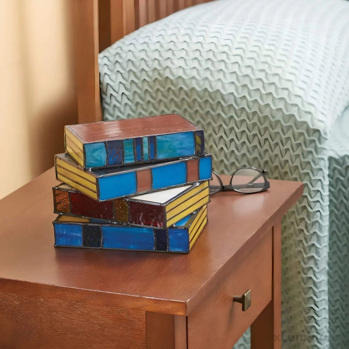 Artisan Stained Glass Table Lamp with Warm Ambient Glow | Unique Bedside Lamp for Cozy Reading 1