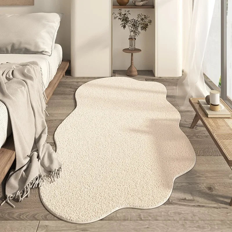 Artistic Cream Area Rug with Irregular Shape & Non-Slip Backing | Soft Texture for Modern Living Rooms 1