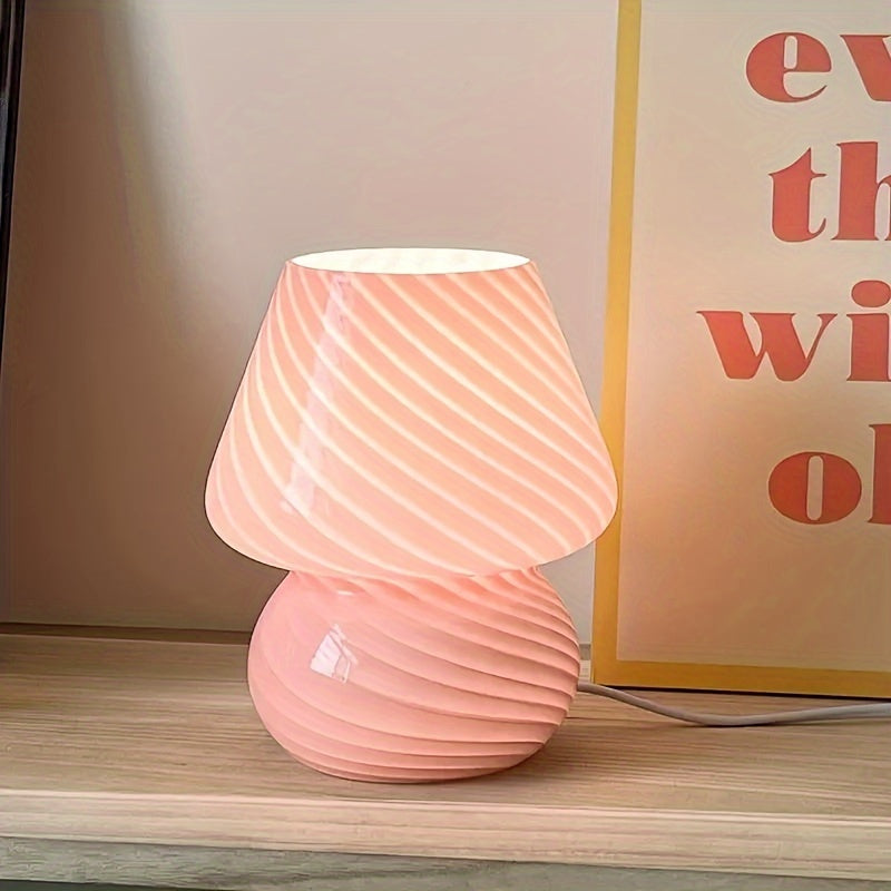 Artistic Glass Mushroom Table Lamp with USB Power & Stepless Dimming | Retro Bedside Light for Cozy Ambiance 2