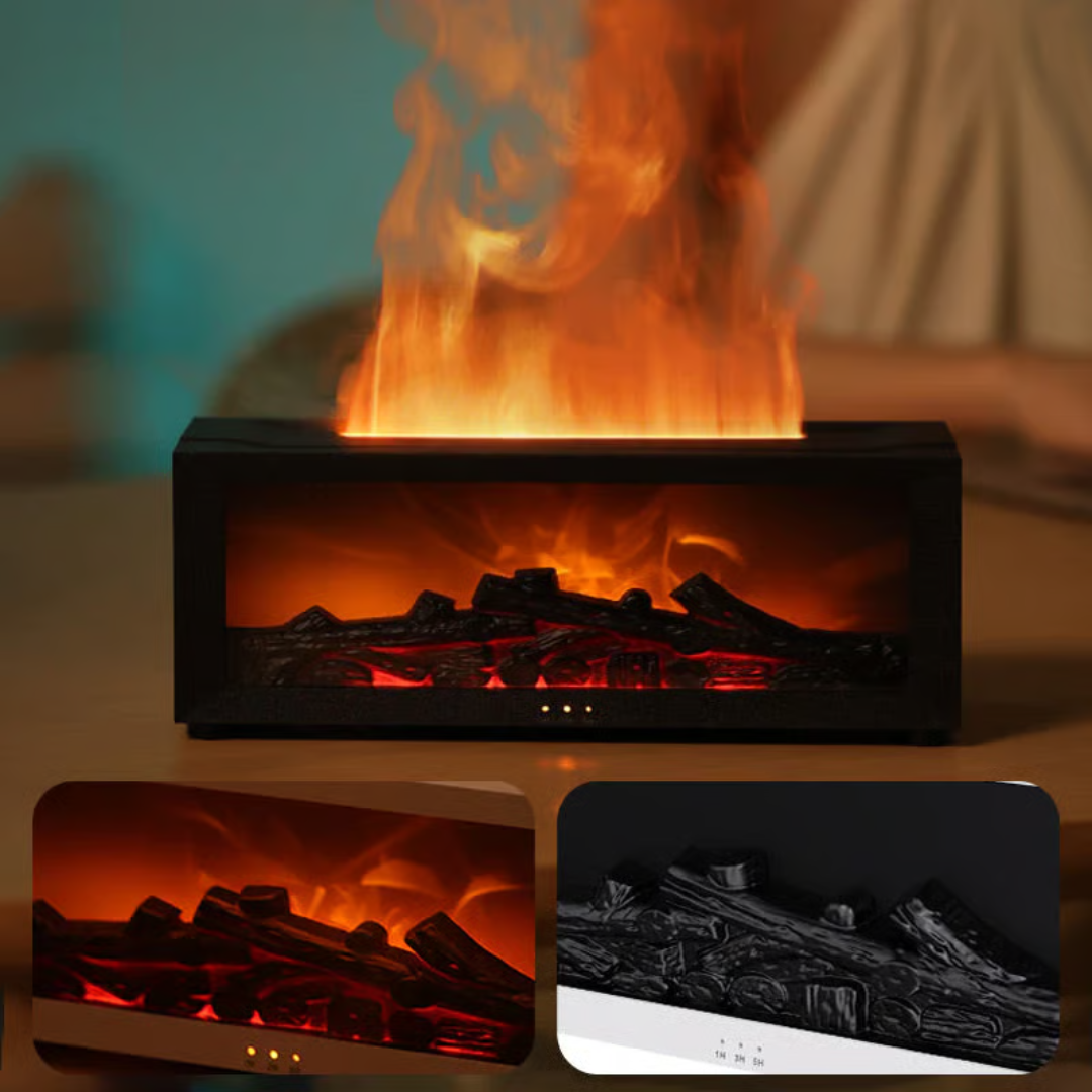 Cozy Haven | Air Humidifier with Realistic Flame & Aromatherapy | Whisper-Quiet Design for Relaxing Sleep 0