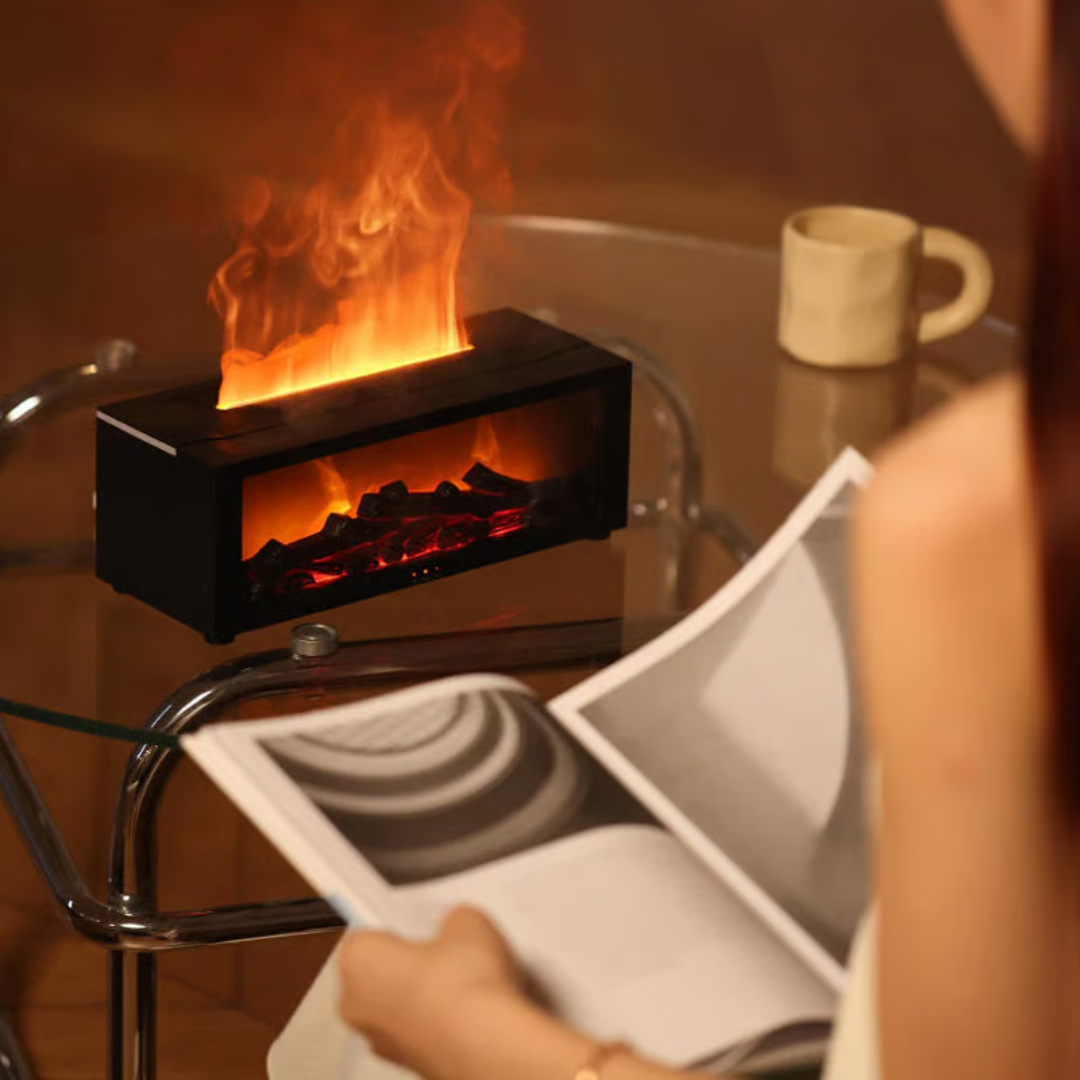 Cozy Haven | Air Humidifier with Realistic Flame & Aromatherapy | Whisper-Quiet Design for Relaxing Sleep 1
