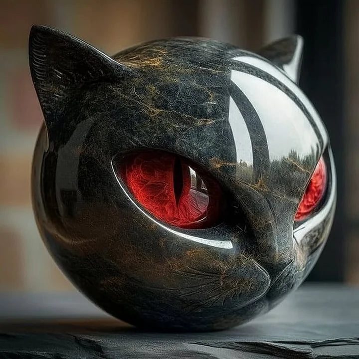 Decorative Black Cat Head Sculpture with Glossy Finish | Unique Home Accent for Timeless Elegance 8
