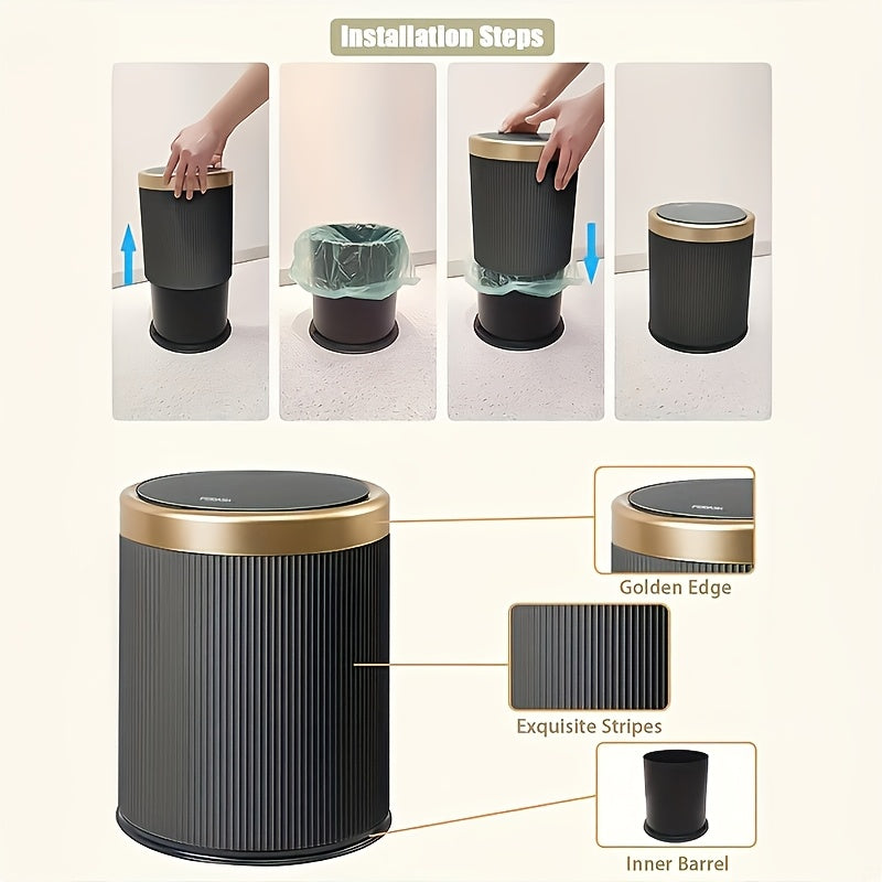 Elegant Oval Trash Can | Kitchen Trash Bin with Odour-Sealing Design | Stylish Waste Solution for Modern Interiors 4