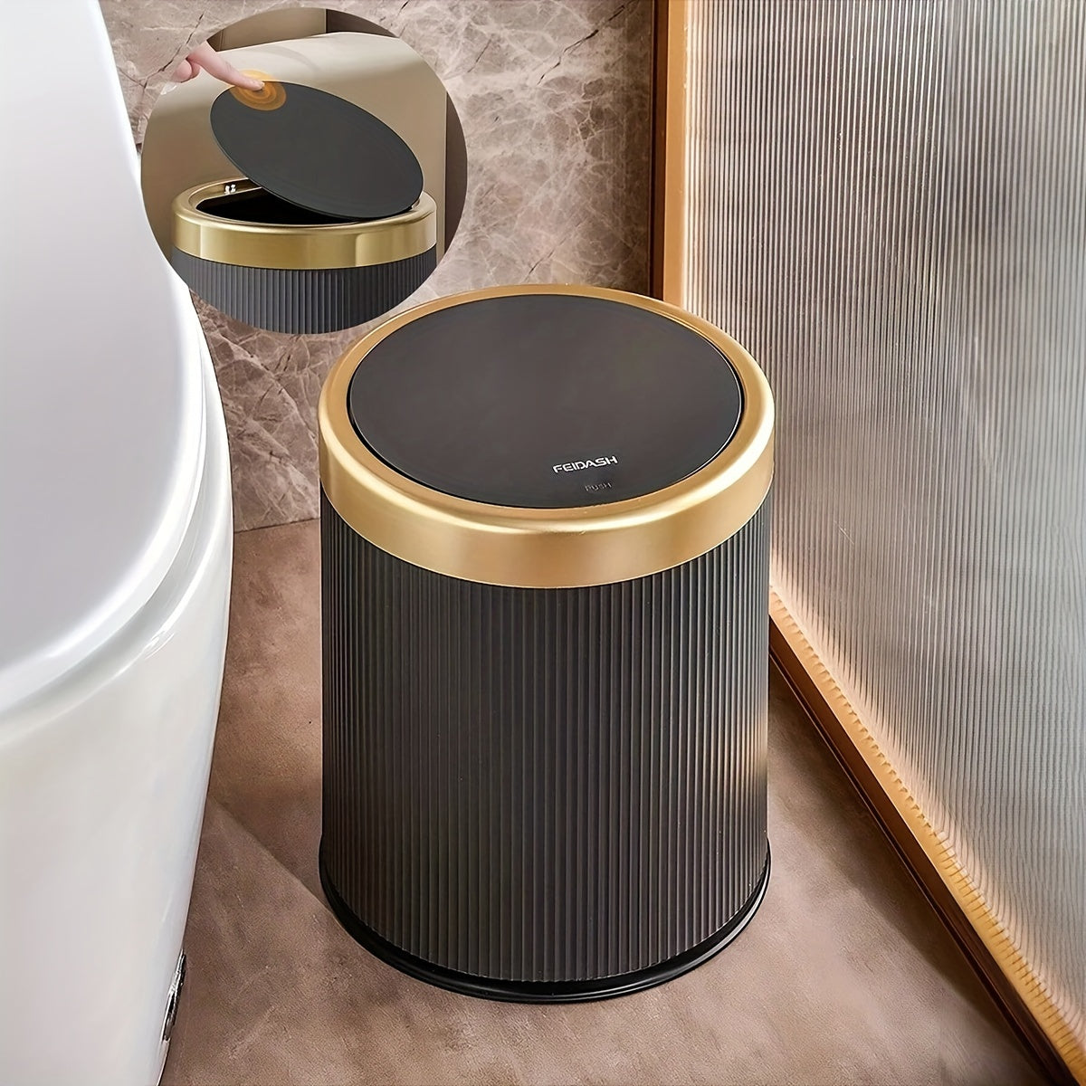 Elegant Oval Trash Can | Kitchen Trash Bin with Odour-Sealing Design | Stylish Waste Solution for Modern Interiors 5