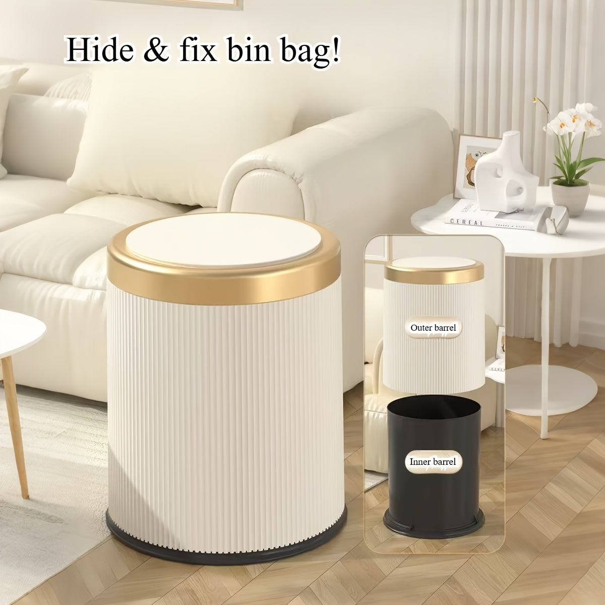 Elegant Oval Trash Can | Kitchen Trash Bin with Odour-Sealing Design | Stylish Waste Solution for Modern Interiors 8