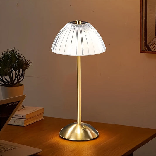 Elegant Touch | Dimmable Table Lamp with Crystal Shade | Cordless USB Rechargeable for Versatile Lighting 0