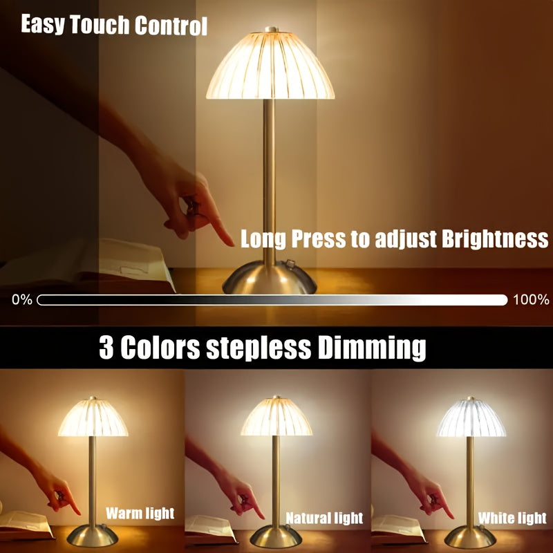 Elegant Touch | Dimmable Table Lamp with Crystal Shade | Cordless USB Rechargeable for Versatile Lighting 7