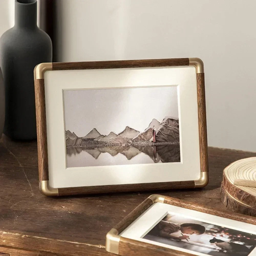 Elegant Vintage Wood Photo Frame with Brass Accents | Stylish Décor for Cherished Memories 4
