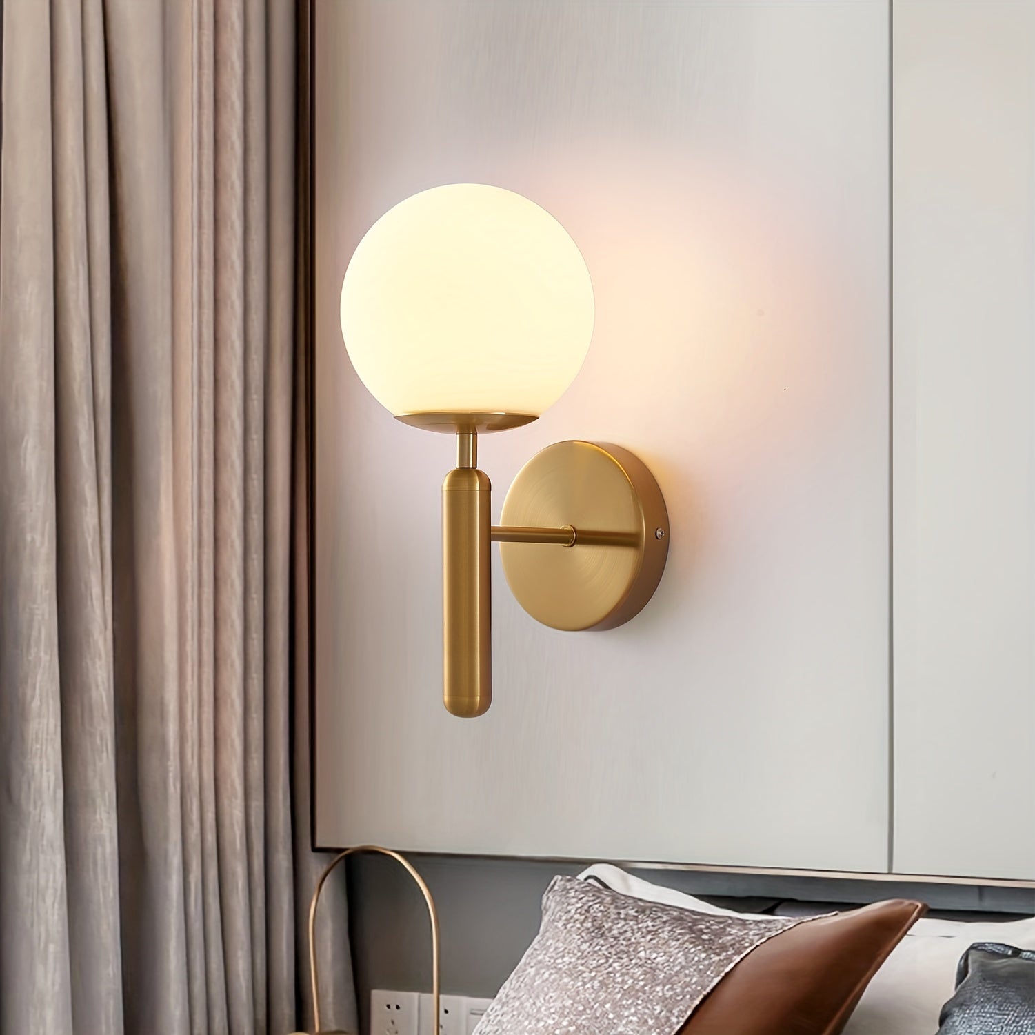 Elegant Wall Sconce | Modern Glass Globe Wall Lamp with Soft Glow | Stylish Lighting for Bedrooms and Living Spaces 1