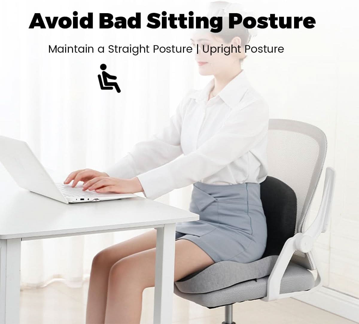 Ergonomic Seat Cushion with Lumbar Support | Breathable Memory Foam for Enhanced Comfort and Posture 2