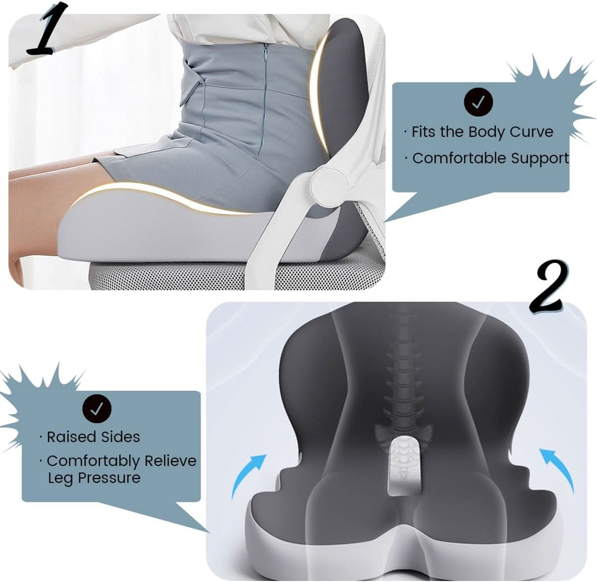 Ergonomic Seat Cushion with Lumbar Support | Breathable Memory Foam for Enhanced Comfort and Posture 4