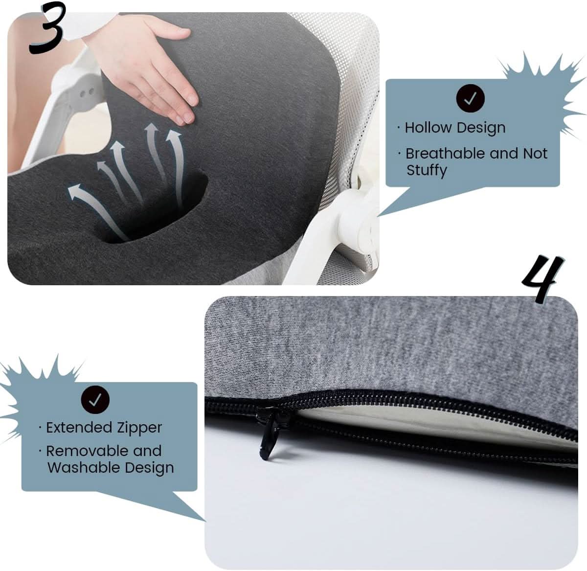 Ergonomic Seat Cushion with Lumbar Support | Breathable Memory Foam for Enhanced Comfort and Posture 5