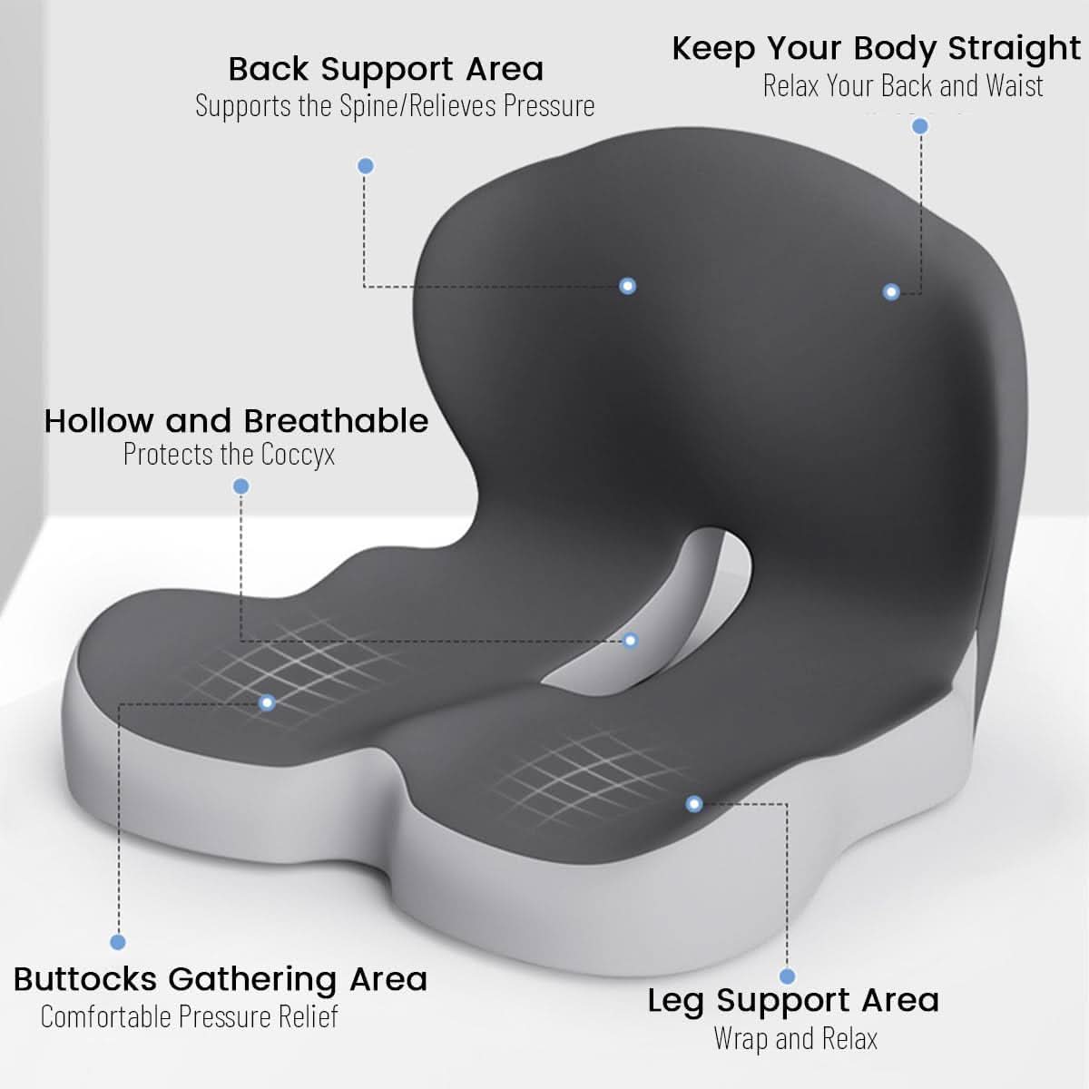 Ergonomic Seat Cushion with Lumbar Support | Breathable Memory Foam for Enhanced Comfort and Posture 6