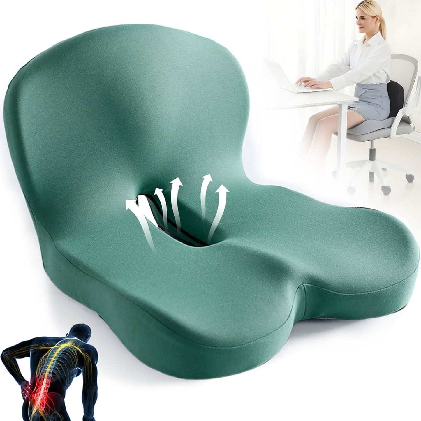 Ergonomic Seat Cushion with Lumbar Support | Breathable Memory Foam for Enhanced Comfort and Posture 9
