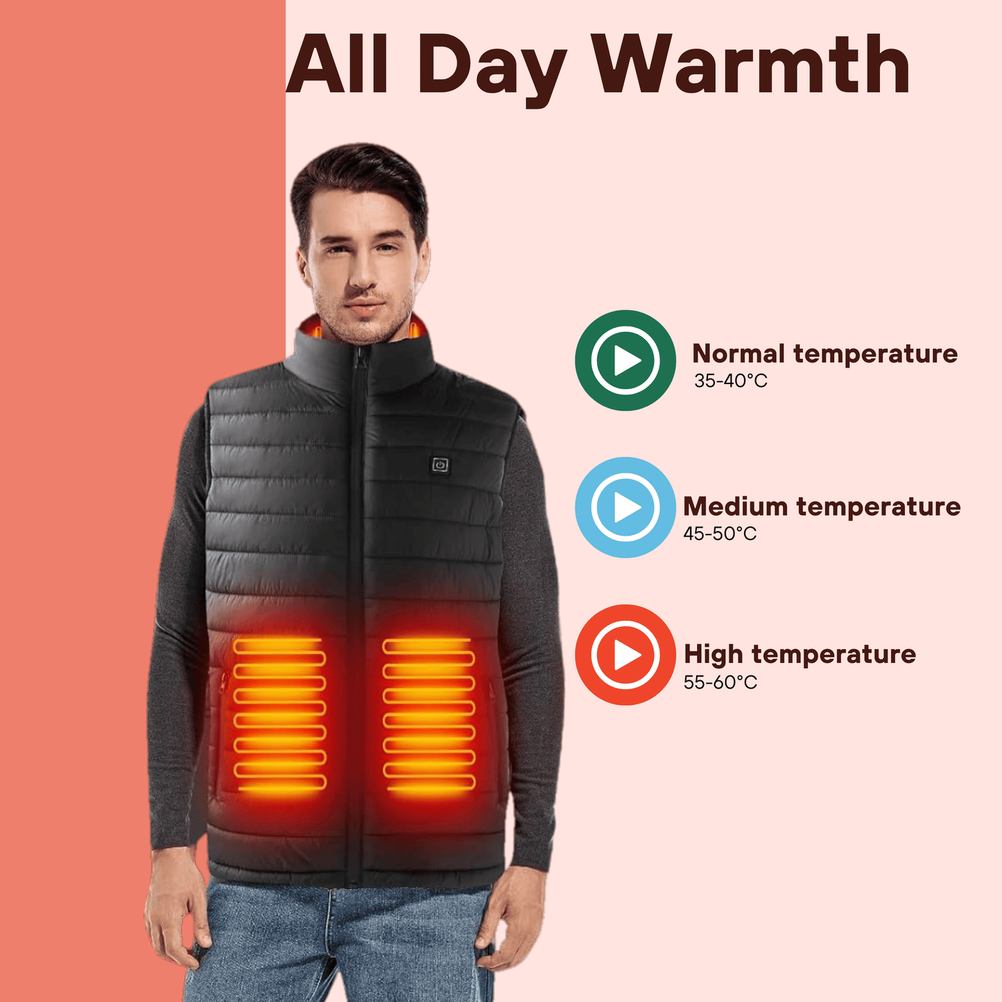 Heated Gilet | Lightweight Heated Jacket with Rapid Heating | Water-Resistant Comfort for All-Day Warmth 5