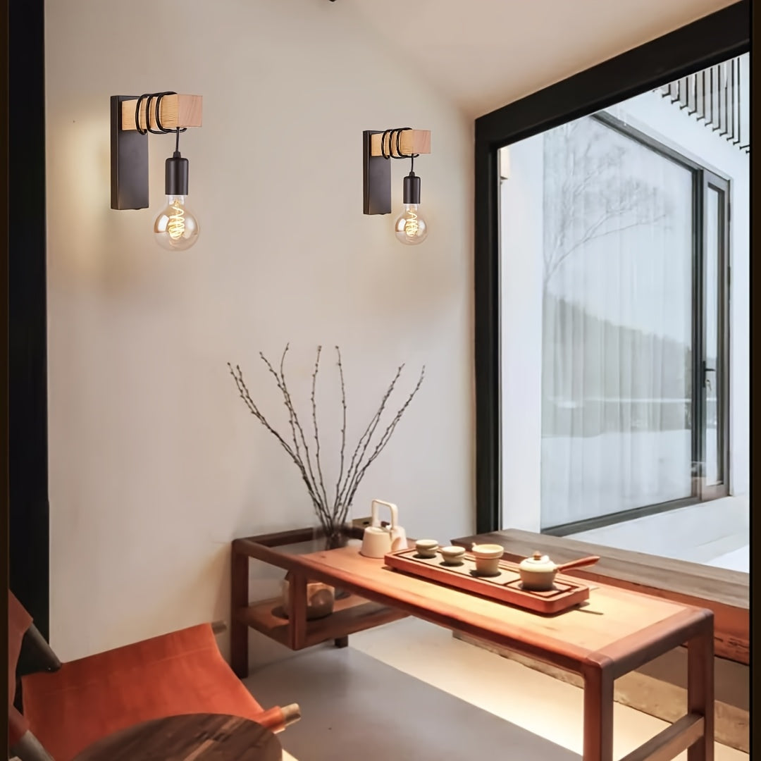 Modern Industrial Wall Sconce Lighting with Metal Finish & Wood Accent for Inviting Ambience 3