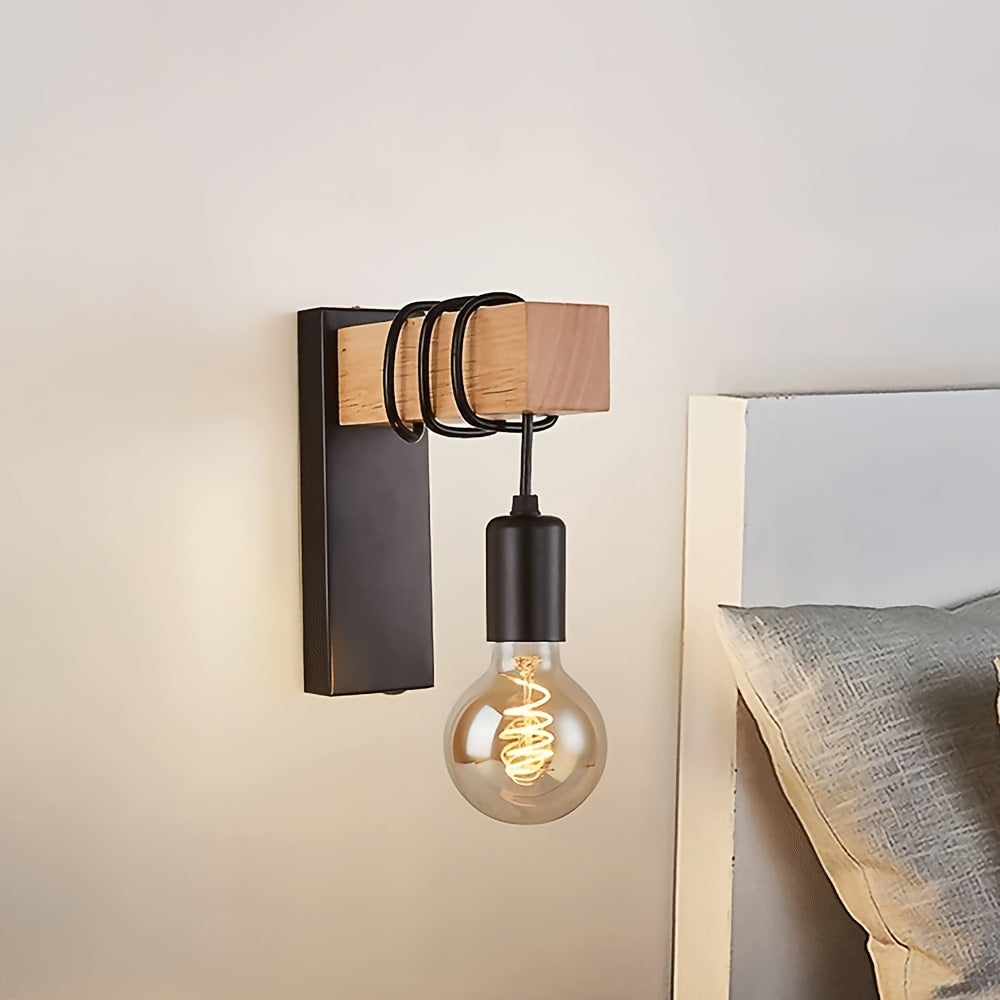 Modern Industrial Wall Sconce Lighting with Metal Finish & Wood Accent for Inviting Ambience 4