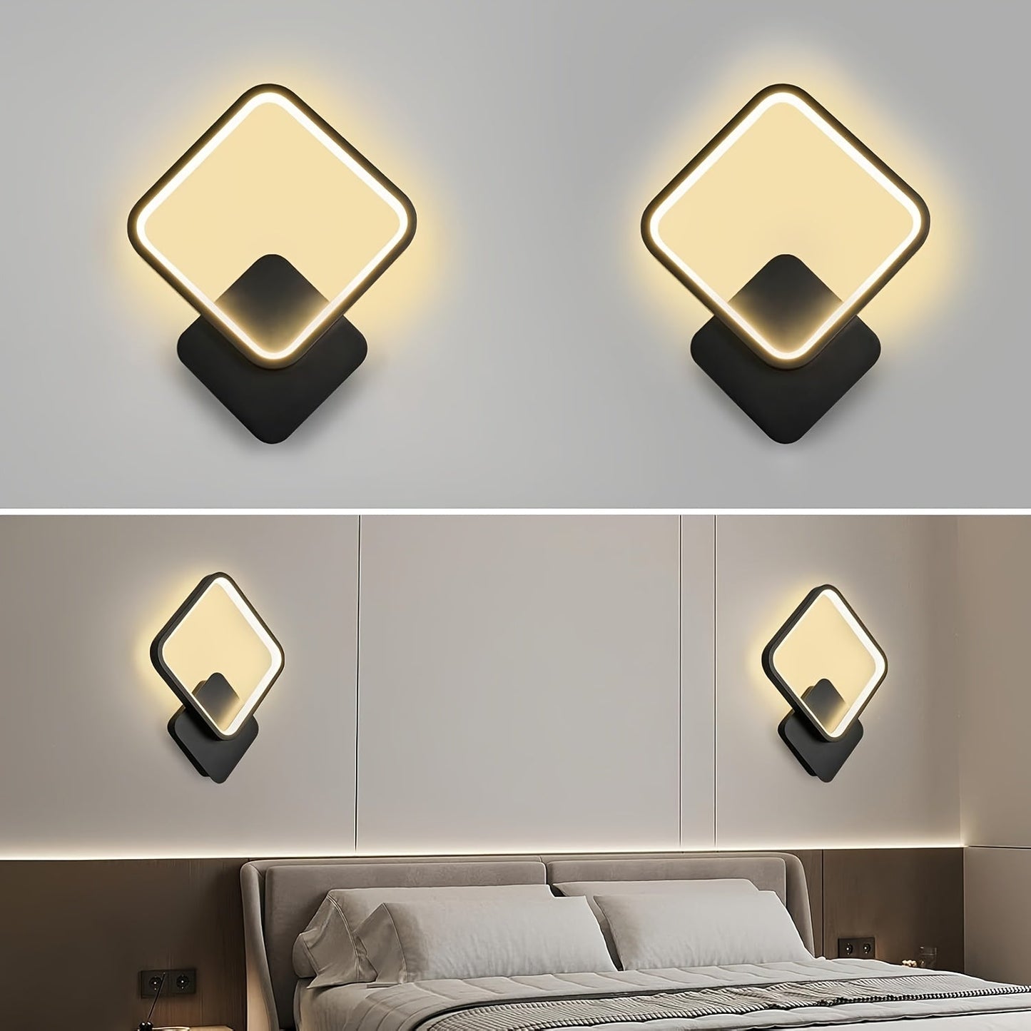 Modern Square | Wall Lamp with Three-Tone Dimming | Sleek Design for Ambient Lighting 4