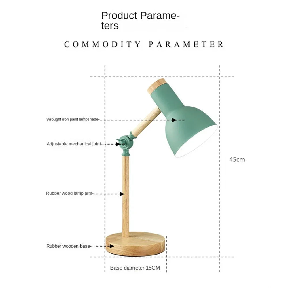 Nordic Collection | Wooden Desk Lamp with Adjustable Head & Eye-Friendly Light | Modern Table Lamp for Study and Relaxation 4