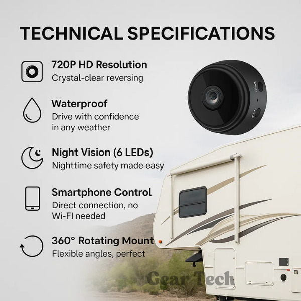 Reliable Wireless Backup Camera for RVs & Trucks with Night Vision | High-Definition Clarity for Safe Reversing 1