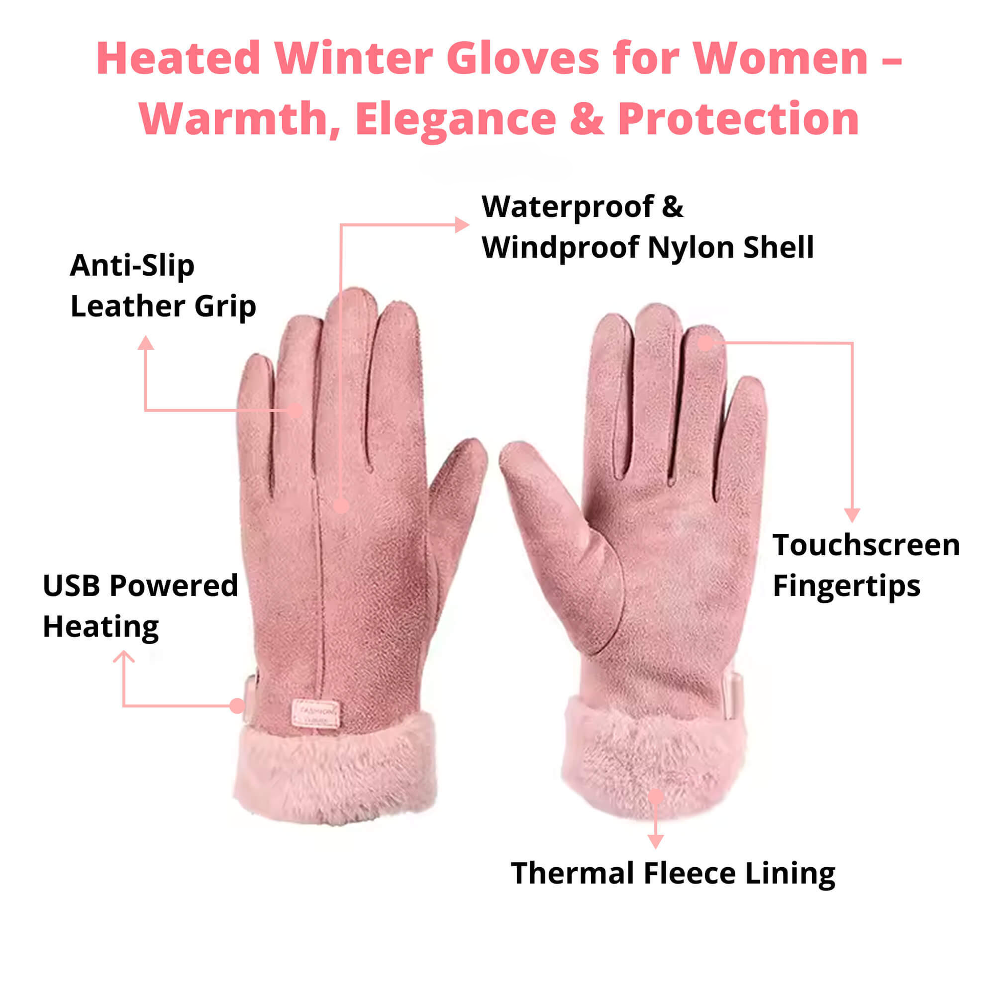 Thermal Collection | Heated Gloves for Women with USB Rechargeable Design | Waterproof & Touch Screen Compatible for Ultimate Warmth 5