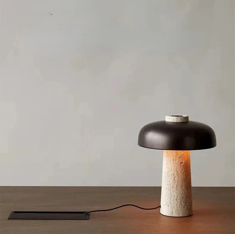 TravertineGlow | Elegant Natural Stone Bedside Table Lamp for Modern Interiors 5