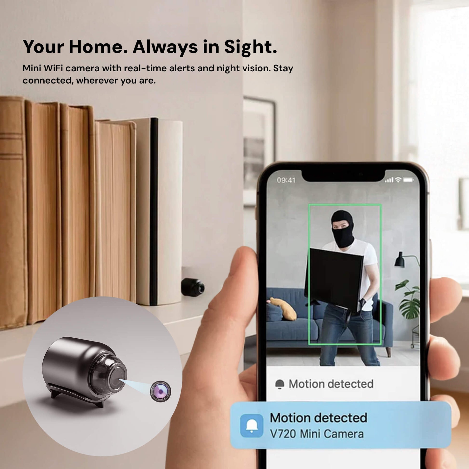 Wireless Security Camera | 1080P Mini Surveillance Camera with Night Vision | Discreet Monitoring for Enhanced Home Security 1